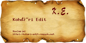Kohári Edit névjegykártya